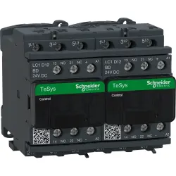 Reversing contactor, 3 pole, 12 A, 400 V, 3 Form A (N/O), coil 24 VDC, screw connection, LC2D12BD