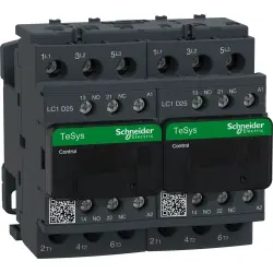Reversing contactor, 3 pole, 25 A, 400 V, 3 Form A (N/O), coil 110 VAC, screw connection, LC2D25F7