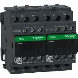 Reversing contactor, 3 pole, 25 A, 400 V, 3 Form A (N/O), coil 230 VAC, screw connection, LC2D25P7