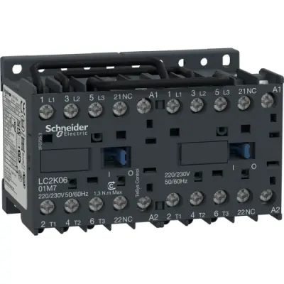 Reversing contactor, 3 pole, 6 A, 400 V, 3 Form A (N/O), coil 230 VAC, screw connection, LC2K0601P7 - 1