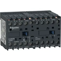 Reversing contactor, 3 pole, 6 A, 400 V, 3 Form A (N/O), coil 24 VAC, solder connection, LC2K06105B7