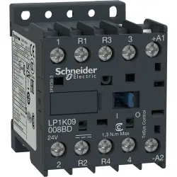 Power contactor, 4 pole, 20 A, 2 Form A (N/O) + 2 Form B (N/C), coil 24 VDC, screw connection, LP1K09008BD