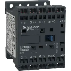 Power contactor, 3 pole, 9 A, 400 V, 3 Form A (N/O), coil 24 VDC, spring-clamp connection, LP1K09013BD