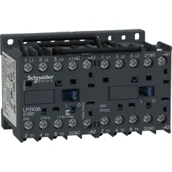 Reversing contactor, 3 pole, 6 A, 400 V, 3 Form A (N/O), coil 24 VDC, screw connection, LP2K0601BD