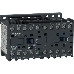 Reversing contactor, 3 pole, 6 A, 400 V, 3 Form A (N/O), coil 24 VDC, screw connection, LP2K0601BD3