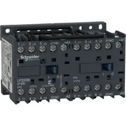 Reversing contactor, 3 pole, 9 A, 400 V, 3 Form A (N/O), coil 24 VDC, screw connection, LP2K0901BD