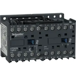 Reversing contactor, 3 pole, 9 A, 400 V, 3 Form A (N/O), coil 24 VDC, screw connection, LP2K0910BD3