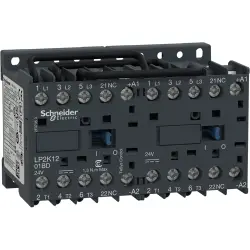 Reversing contactor, 3 pole, 12 A, 400 V, 3 Form A (N/O), coil 24 VDC, screw connection, LP2K1201BD