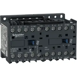 Reversing contactor, 3 pole, 12 A, 400 V, 3 Form A (N/O), coil 24 VDC, screw connection, LP2K1201BD3