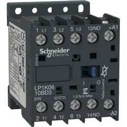 Reversing contactor, 3 pole, 12 A, 400 V, 3 Form A (N/O), coil 24 VDC, screw connection, LP2K1210BD3