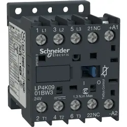 Power contactor, 3 pole, 9 A, 400 V, 3 Form A (N/O), coil 24 VDC, screw connection, LP4K0901BW3