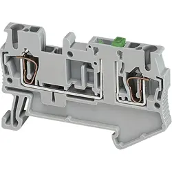 Knife disconnect terminal block, 2 pole, 0.8-4.0 mm², clamping points: 1, gray, spring balancer connection, 20 A, NSYTRR22SC