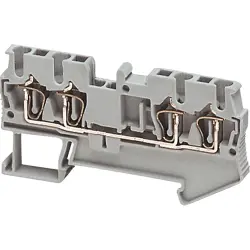 Terminal block, 4 pole, 0.2-2.5 mm², clamping points: 4, gray, spring balancer connection, 24 A, NSYTRR24