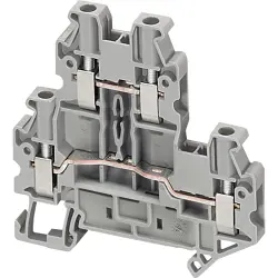 Terminal block, 4 pole, 0.2-2.5 mm², clamping points: 2, gray, screw connection, 24 A, NSYTRV24D