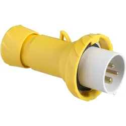 CEE plug, 3 pole, 16 A/100-130 V, yellow, 4 h, IP67, PKE16M713