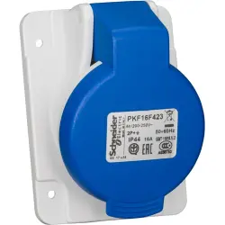 CEE surface-mounted socket, 3 pole, 16 A/200-250 V, blue, IP44, PKF16F423