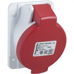 CEE surface-mounted socket, 5 pole, 16 A/380-415 V, red, IP44, PKF16F435