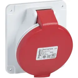 CEE surface-mounted socket, 5 pole, 32 A/380-415 V, red, IP44, PKF32F435