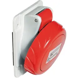 CEE surface-mounted socket, 5 pole, 32 A/380-415 V, red, IP67, PKF32F735