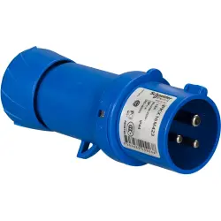 CEE plug, 3 pole, 16 A/200-250 V, blue, 6 h, IP44, PKX16M423