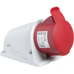 CEE wall socket, 5 pole, 16 A/380-415 V, red, IP44, PKY16W435