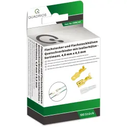 Cable connector assortment, faston plugs and sleeves 4.8 x 0.5 /0.5 to 1.0 mm², 100 pieces, 1908C181