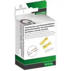 Cable connector assortment, faston plugs and sleeves 4.8 x 0.8 /0.5 to 1.0 mm², 100 pieces, 1908C182