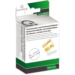 Cable connector assortment, faston plugs and sleeves 4.8 x 0.5 /1.5 to 2.5 mm², 100 pieces, 1908C185