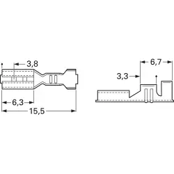 Uninsulated flat plug sleeve, 4.8 x 0.5 mm, 0.5 to 1.0 mm², AWG 20 to 18, brass, 3800.60