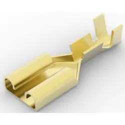 Uninsulated flat plug sleeve, 6.35 x 0.81 mm, 0.51 to 1.65 mm², AWG 20 to 15, brass, 5-160506-1