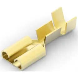 Uninsulated flat plug sleeve, 6.35 x 0.81 mm, 1.0 to 2.5 mm², AWG 17 to 14, brass, 1-160304-0