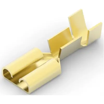 Uninsulated flat plug sleeve, 6.35 x 0.81 mm, 1.0 to 2.5 mm², AWG 17 to 14, brass, 1-160304-0 - 1