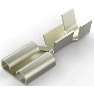 Uninsulated flat plug sleeve, 6.35 x 0.81 mm, 1.0 to 2.5 mm², AWG 17 to 14, steel, nickel-plated, 2-160304-4 - 1