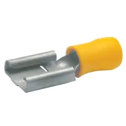 Insulated flat plug sleeve, 6.3 x 0.8 mm, 4.0 to 6.0 mm², AWG 12 to 10, brass, tin-plated, yellow, 750