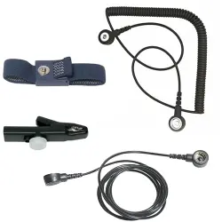 Grounding wrist strap kit, 4 pieces, push button Ø 10 mm, plastic, dark blue, 9-350