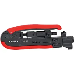 Crimping pliers for coaxial connectors, for F, BNC and RCA connectors, Knipex 97 40 20 SB
