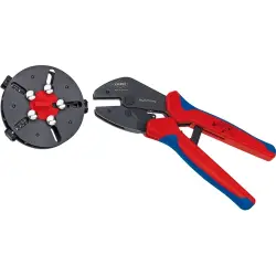 Crimping pliers for uninsulated, open connectors, with detachable magazine, 0.5-6.0 mm², AWG 20-10, Knipex 97 33 01