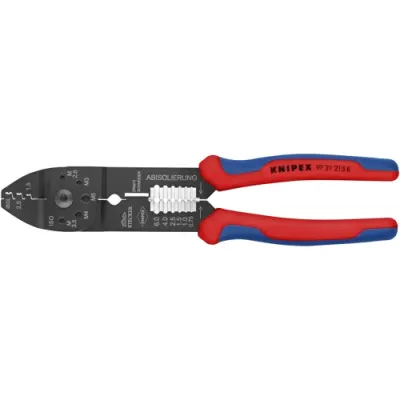 Crimping pliers for uninsulated, open connectors, 0.5-2.5 mm², AWG 20-14, Knipex 97 21 215 B - 1