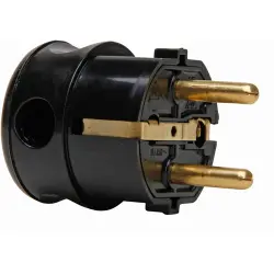 Schuko plug right-angled, 3 x 1.5 mm², black