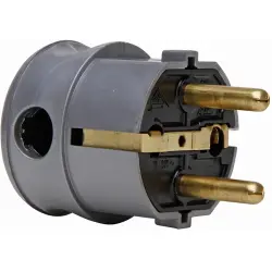 Schuko plug right-angled, 3 x 1.5 mm², silver