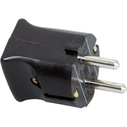 Schuko plug straight, one-piece housing, 3 x 1.5 mm², black