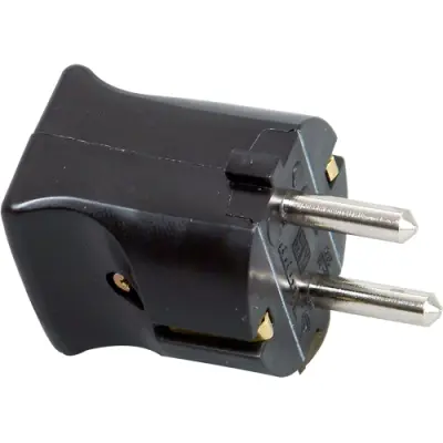 Schuko plug straight, one-piece housing, 3 x 1.5 mm², black - 1