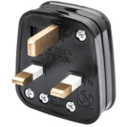 Mains plug, UK, 13 A/250 V, black