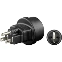 Line adapter 95308, ground contact socket CEE 7/4 to US plug, max. 250 VAC/10 A, 95308