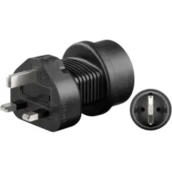 Line adapter 95307, ground contact socket CEE 7/4 to UK plug, max. 250 VAC/5.0 A, line fuse 5.0 A