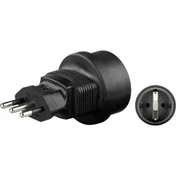 Line adapter, 95305, ground contact socket CEE 7/4 to Italian plug, max. 250 VAC/10 A
