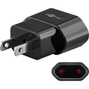 USA/Japan mains adapter to Euro plug, black, 45344 - 1