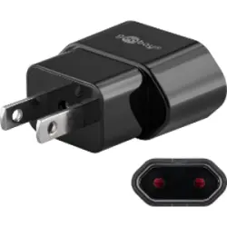 USA/Japan mains adapter to Euro plug, black, 45344