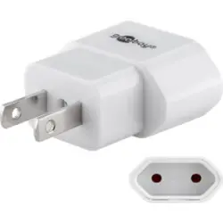 USA/Japan mains adapter to Euro plug, white, 45345
