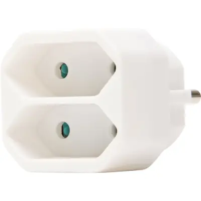 2-way adapter, 2 x jacks type C on 1 x plug type E + F, white - 1